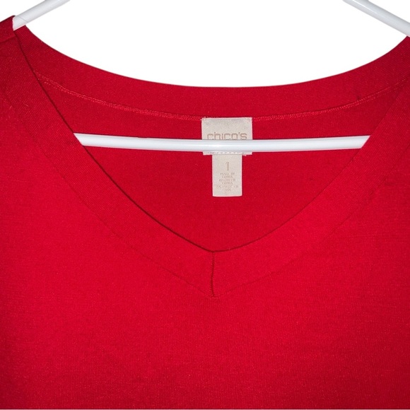🔥 Chico’s Red Tunic Top with Grommet Detail – Size 1 (M/8-10) - Picture 2 of 4